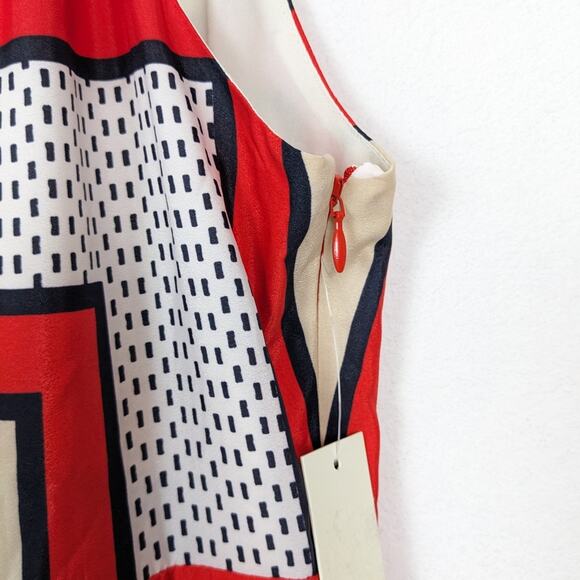 NWT Eliza J Scarf Print Crepe De Chine Halter Neck Tie Maxi Dress Size 2 - Picture 6 of 11